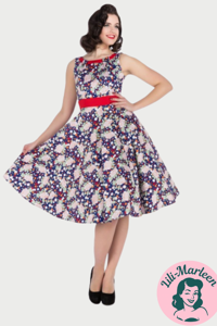 Miss Ruby – Navy Dot Floral Dress